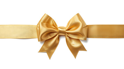 Fototapeta premium Elegant Golden Ribbon with Shiny Satin Texture Isolated on White Background