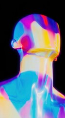 Premium Futuristic Chrome Human Bust with Neon Plasma Blue and Violet Glow for Modern Tech Marketing and Inspirational Digital Content