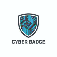 Cyber Security Circuit Board Shield Vector Logo