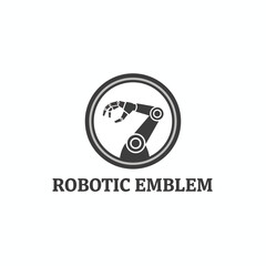 Modern Robotic Arm Technology Emblem Vector