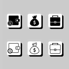 A set of six icons for money and finance