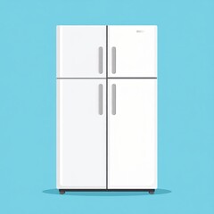 Modern White Four-Door Refrigerator Freezer Appliance.