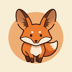 Obraz premium Cute cartoon fox with big ears and a fluffy tail