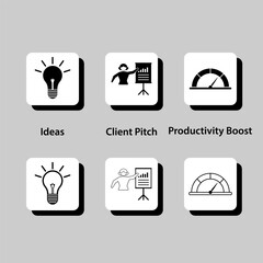 A series of icons that represent different aspects of productivity