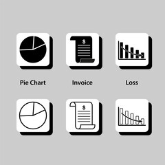 Pie chart, invoice, loss, pie chart, invoice, loss