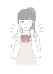 ガッツポーズをする女の子