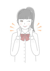 ガッツポーズをする女の子