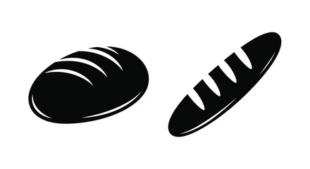 Simple black and white illustration showcasing two different types of bread