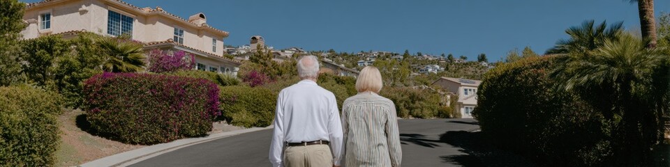 Fototapeta premium Authentic Active Senior Living in Modern Retirement Community Premium Lifestyle Content for Real Estate Marketing and Peaceful Suburban Advertising