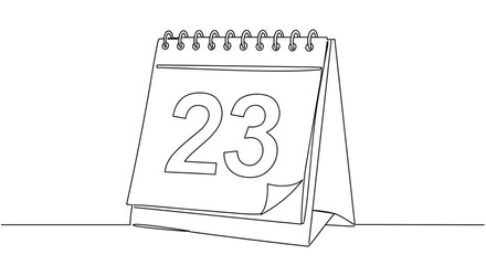 Calendar page displaying number 23 in simple outline design  