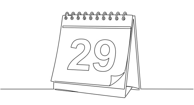 Desk calendar displaying the 29th date in minimalist design  