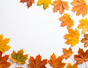 Generated image 白い背景に秋色の紅葉が並ぶシンプルで美しいデザイン。季節感を感じる背景素材