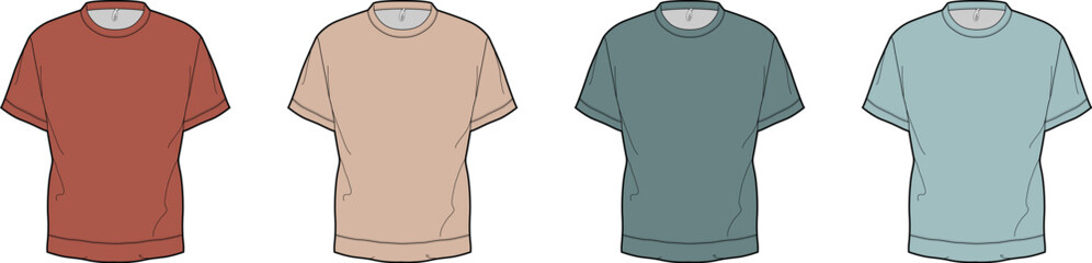 Polo Shirt Fashion Design Template Set in Pastel Colors for Garment Production