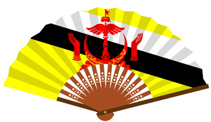 ブルネイ　東南アジア　国旗　和風　扇子