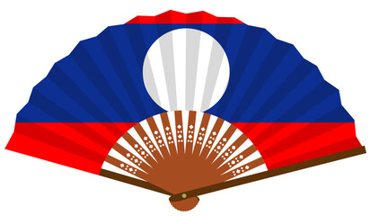 ラオス　東南アジア　国旗　和風　扇子