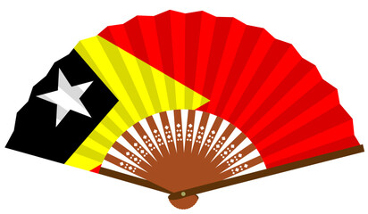 東ティモール　東南アジア　国旗　和風　扇子