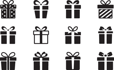 Christmas gift box vector silhouette illustration