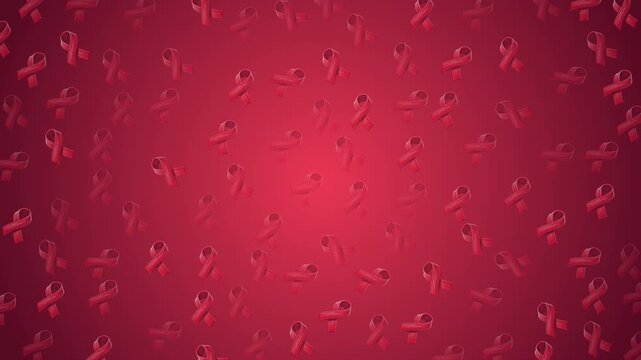 Animated background pattern featuring a red ribbon motif, representing stroke awareness. The ribbons subtly move and weave together in a seamless loop against a deep crimson background.