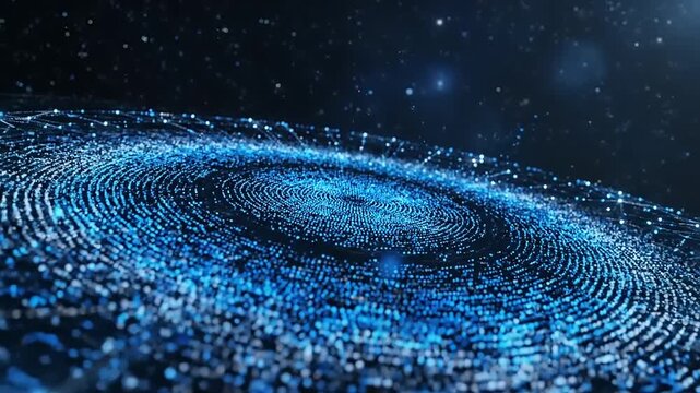 Digital Fingerprint Galaxy Spinning in Outer Space.