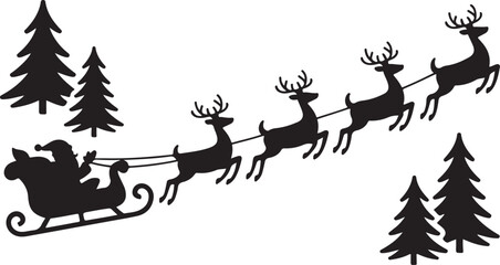 Christmas reindeer sleigh trees © Masud