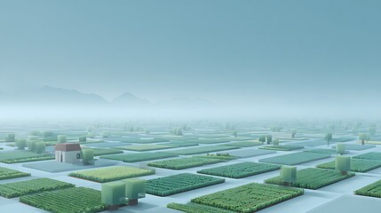 Fototapeta premium Desert transformed fertile green land farming sustainable eco