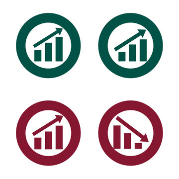 A collection of distinct graphic icons illustrating financial market trends, including upward growth and downward decline, perfect for business presentations.