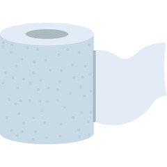 Light Blue Toilet Paper Roll Unrolling White Paper Sheet Isolated on Transparent Background