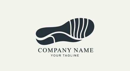 Shoe sole logo design for footwear brand with company name and tagline.