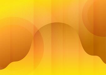 Bright orange glossy circles and wave abstract minimal geometric background. Vector tech design