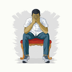 A man is contemplating his problems