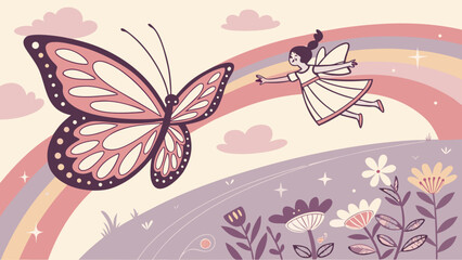 a-brave-little-girl-flying-on-a-giant-butterfly-flowers