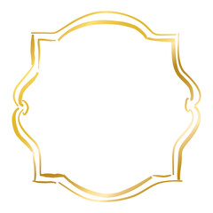 Vintage gold Frames, hand drawn ornamental frames badge and borders, Whimsical drawing golden antique ornate elegant decorative elements, png transparent background