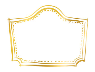 Vintage gold Frames, hand drawn ornamental frames badge and borders, Whimsical drawing golden antique ornate elegant decorative elements, png transparent background