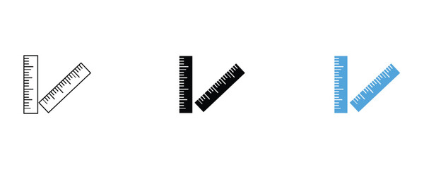 Ruler icon set vector on white background. measurement, tool, length, inch, centimeter, scale, symbol.