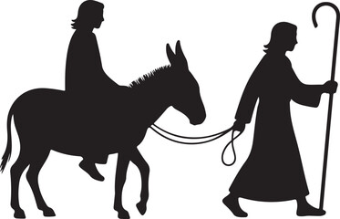 Mary and Joseph Christian Illustration Silhouettes 