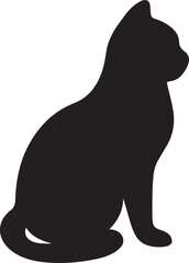 Playful cat illustration with silhouette vector illustration