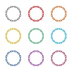 Chain circle icon isolated on white background. Set icons colorful