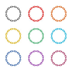 Chain circle icon isolated on white background. Set icons colorful