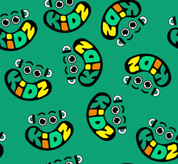 seamless pattern, cute character wallpaper with alphabet textile background 