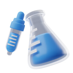 3D Laboratory Flask and Dropper Icon.