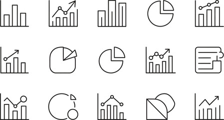 Collection of hand drawn bar charts pie charts and line graphs icons