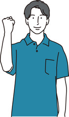 ガッツポーズをする介護士のイラスト素材