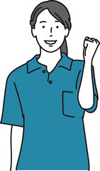 ガッツポーズをする介護士のイラスト素材