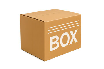 Cardboard shipping box showing packing, delivery, and storage concepts on an empty transparent background