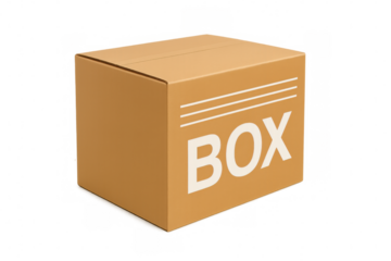 Cardboard shipping box showing packing, delivery, and storage concepts on an empty transparent background