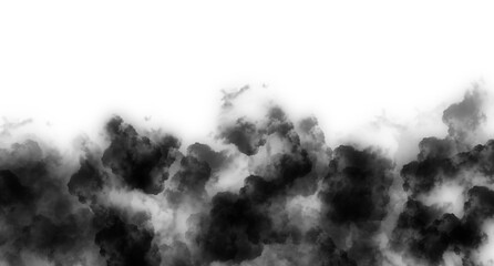 Black Smoke Cloud effect isolaten on transparent background