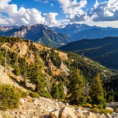 Majestic Mountain Vista - A Scenic Landscape of Wasatch Range.