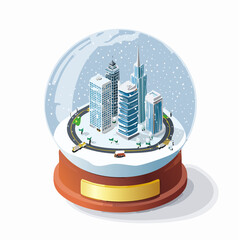 Holiday Display Snow Globe City Poster Vector
