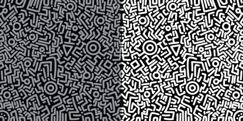 Intricate Monochrome Abstract Maze Pattern Design