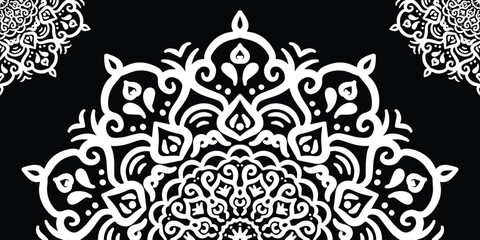 Fototapeta premium Top Center Ornate White Floral Mandala Design